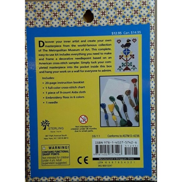 Cross Stitch Kit My Masterpiece American Needlework Sampler Metropolitan Museum - Picture 7 of 9